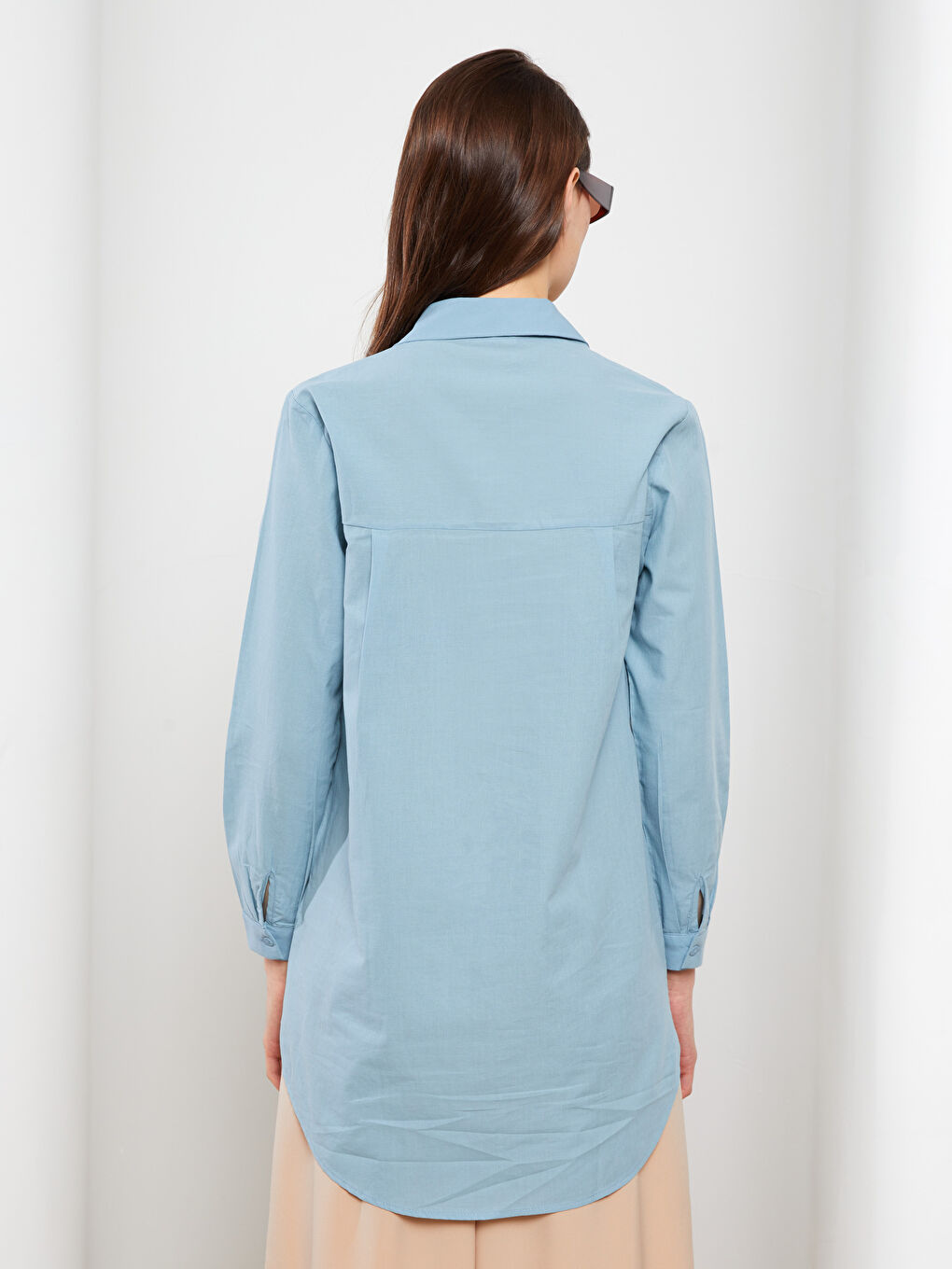 Plain Poplin Women's Shirt Tunic-5