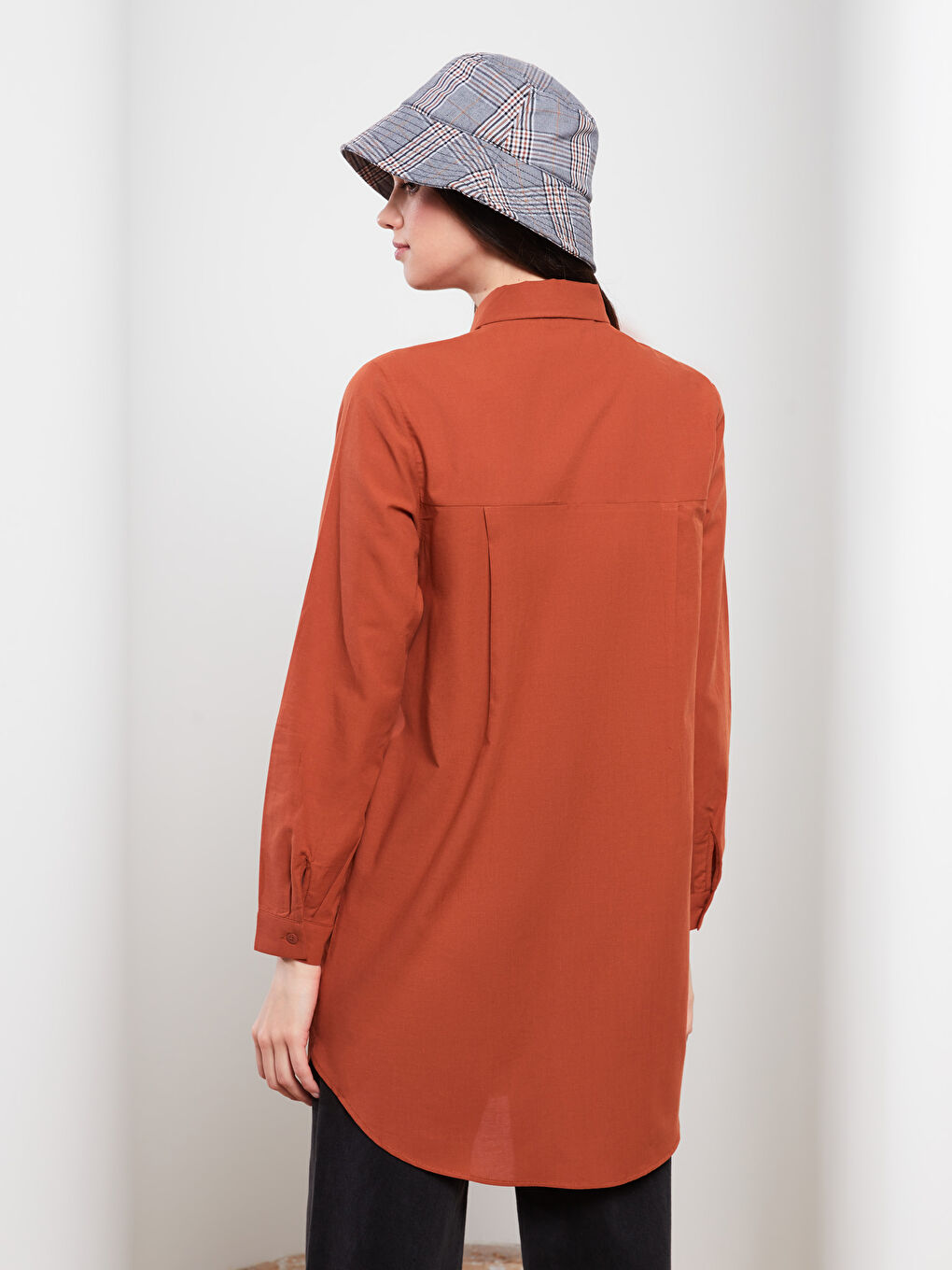 قميص تونيك بوبلين سادة للسيدات-3