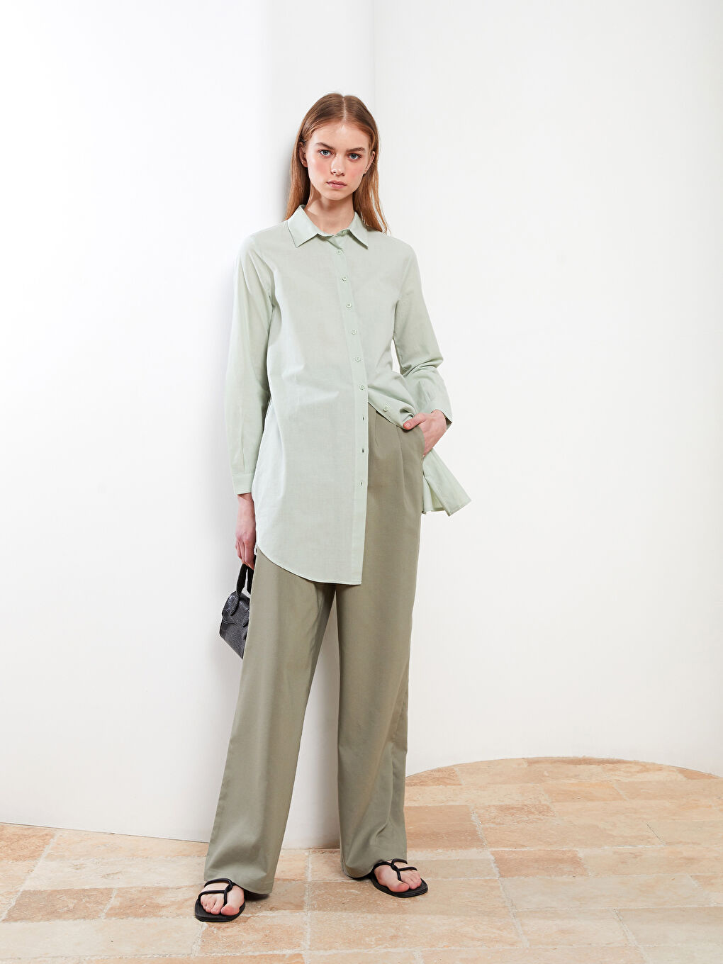 әйелдерге арналған өрнексіз поплин жейде туника