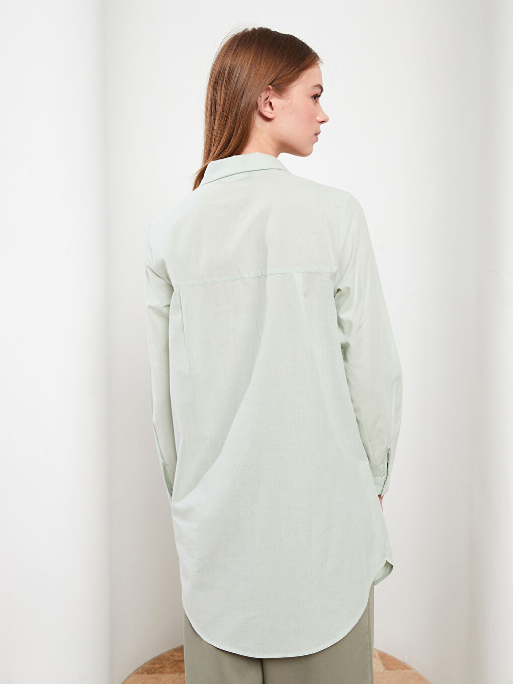 әйелдерге арналған өрнексіз поплин жейде туника-4