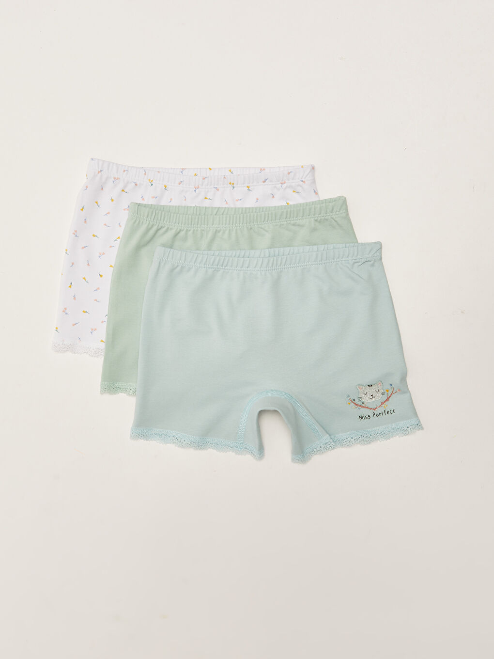 سراويل بوكسر قطن مطبوع للبنات - ٣ قطع