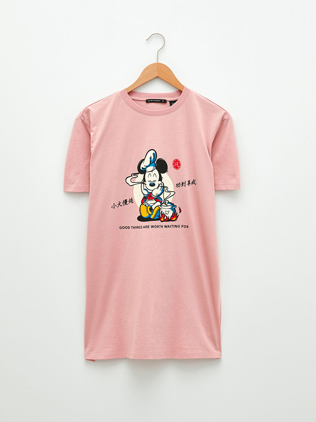 Crew Neck Mickey Mouse Printed Short Sleeve Women's Tunic-5