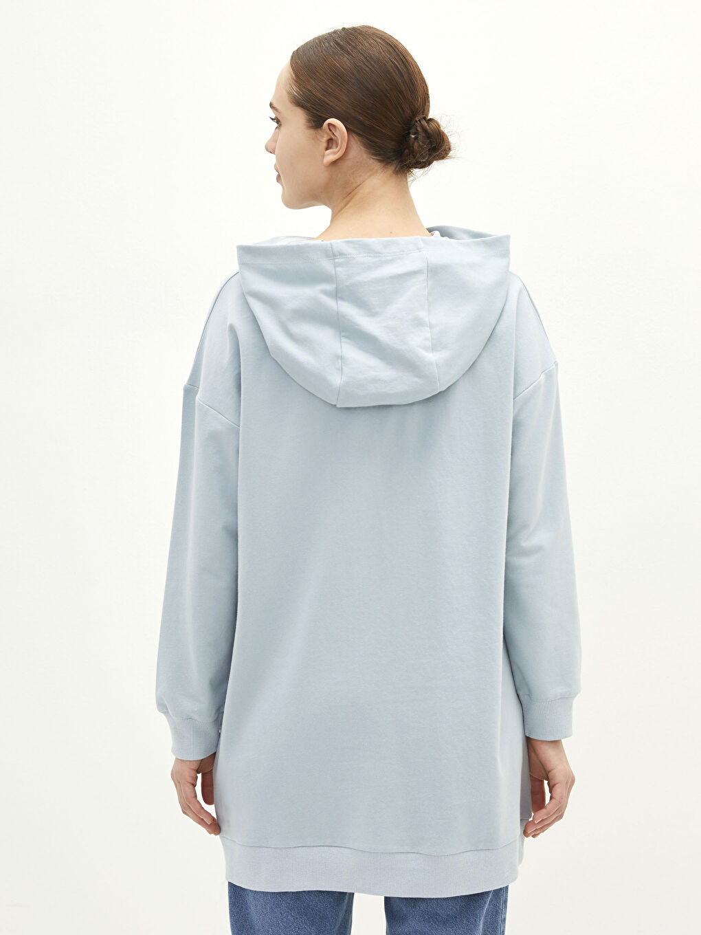 Mavi Kapüşonlu Tweety Nakışlı Uzun Kollu Kadın Sweatshirt Tunik-4