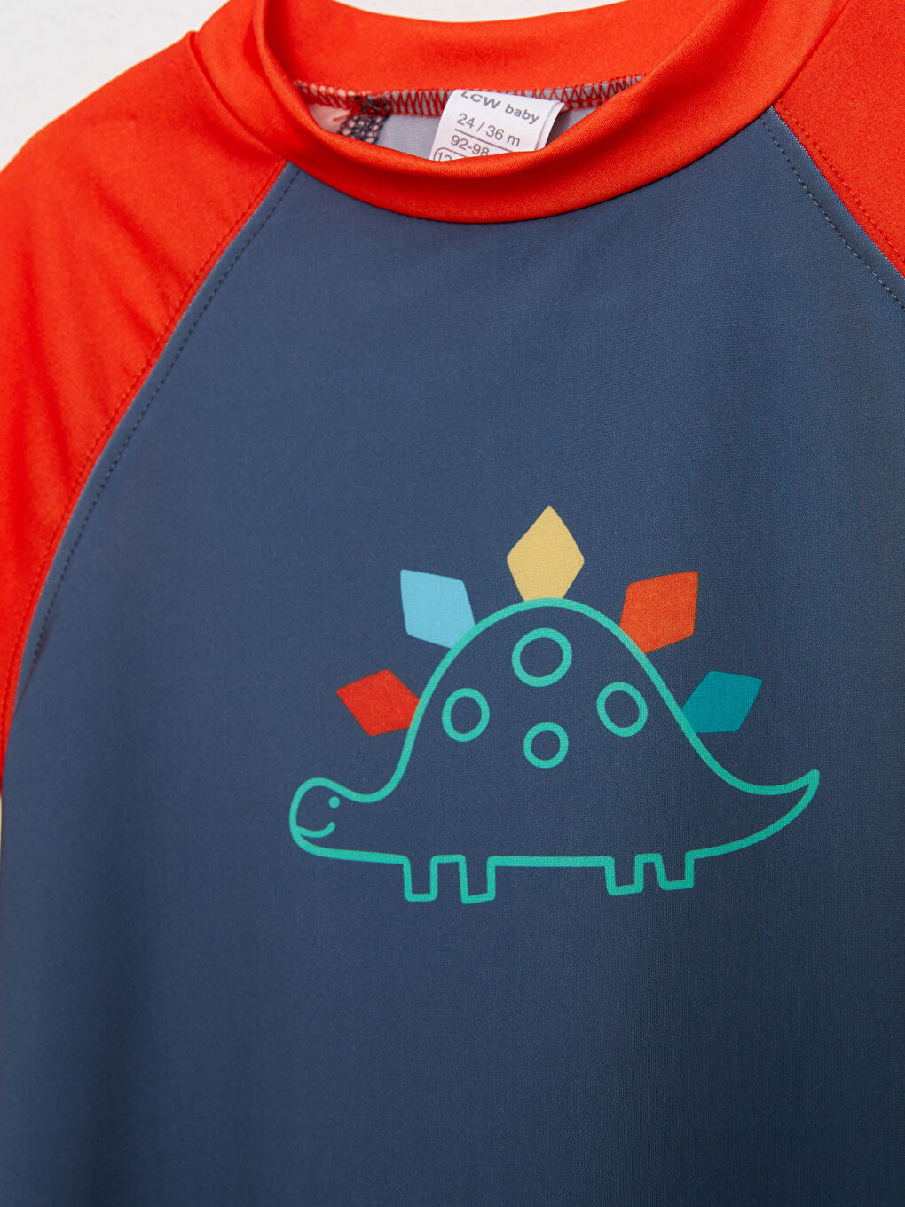 Lacivert Bisiklet Yaka Kısa Kollu Baskılı Erkek Bebek Yüzme Giysisi 2'li-2