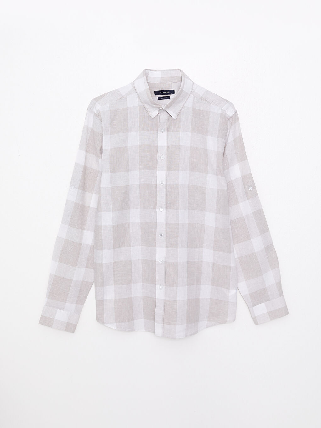 Bej Regular Fit Uzun Kollu Ekose Erkek Gömlek-5