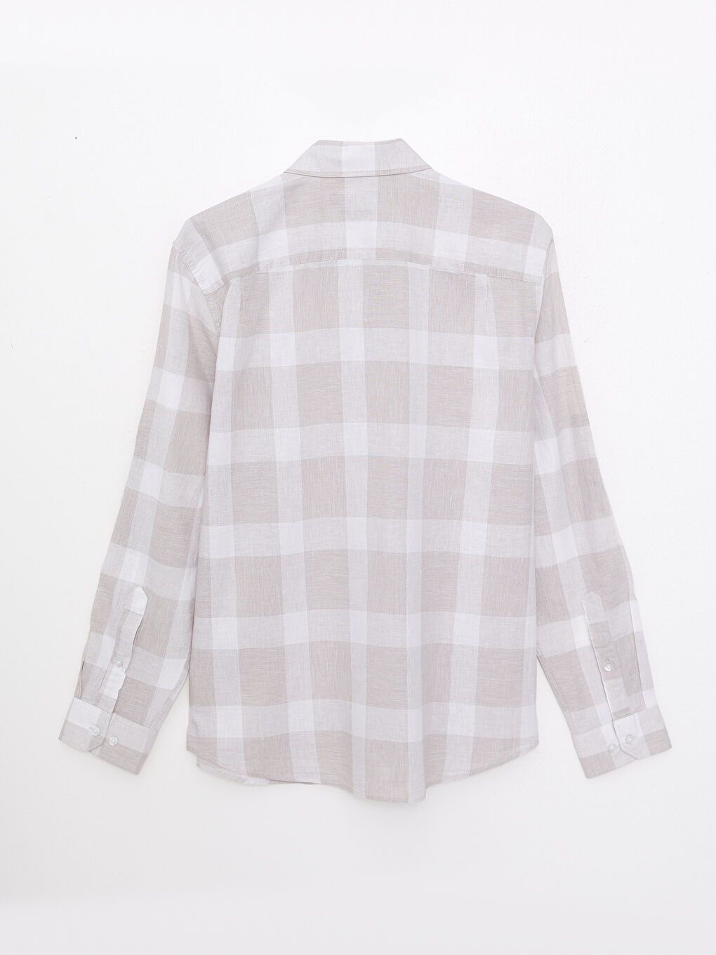 Bej Regular Fit Uzun Kollu Ekose Erkek Gömlek-6