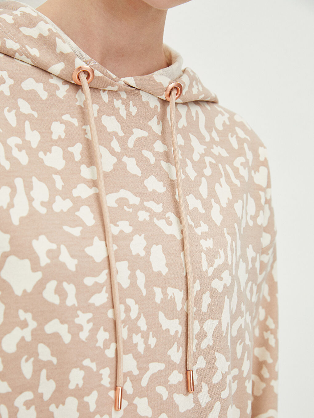 Hooded Patterned Long Sleeve Women's Sweatshirt Tunic-2