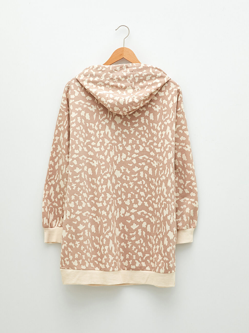 Hooded Patterned Long Sleeve Women's Sweatshirt Tunic-5