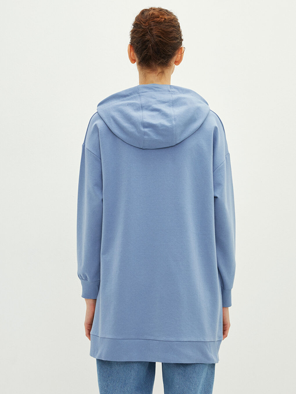 Hooded Regular Long Sleeve Women's Sweatshirt Tunic-3