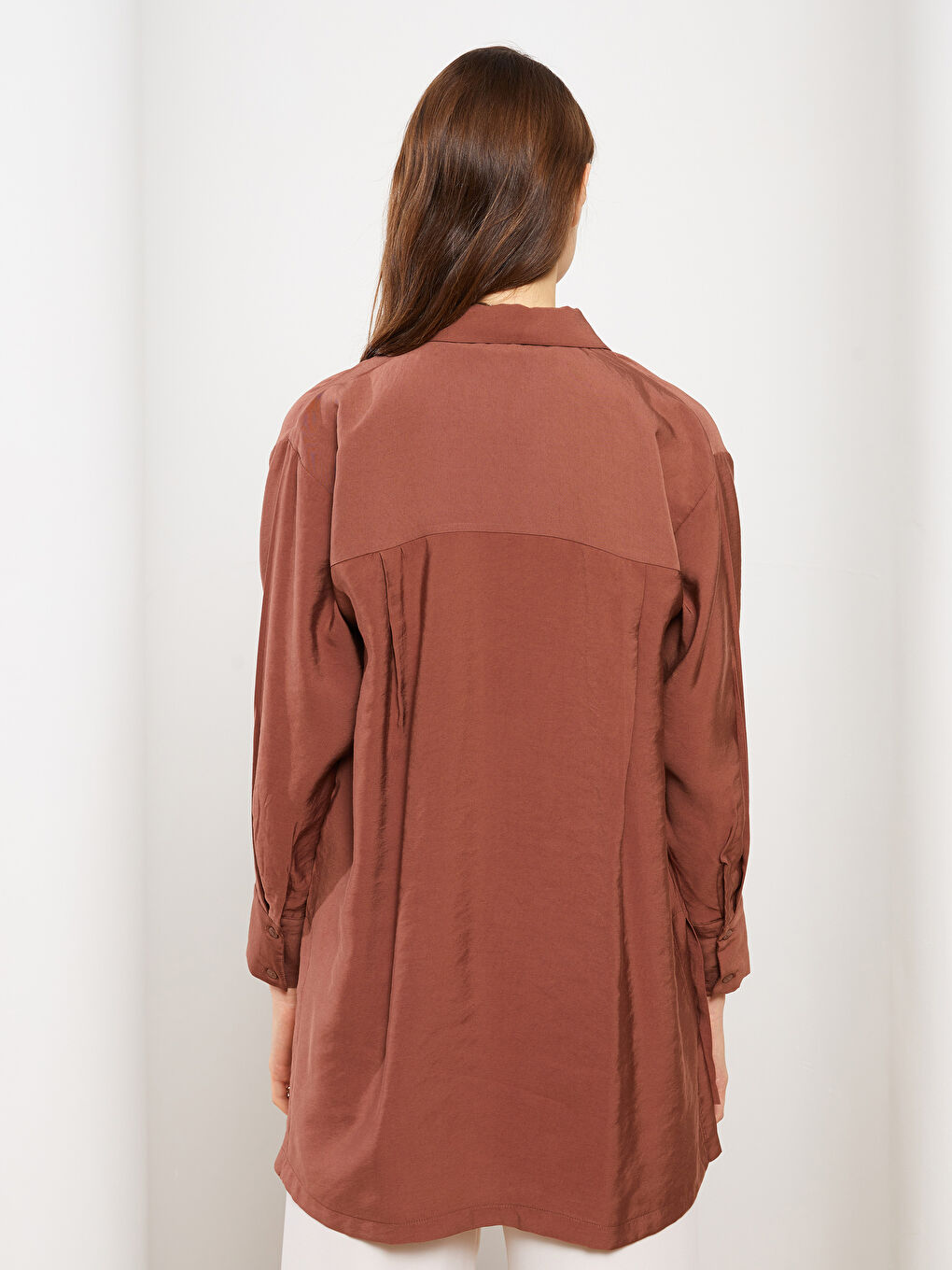 قميص تونيك سادة كم طويل واسع للسيدات-6