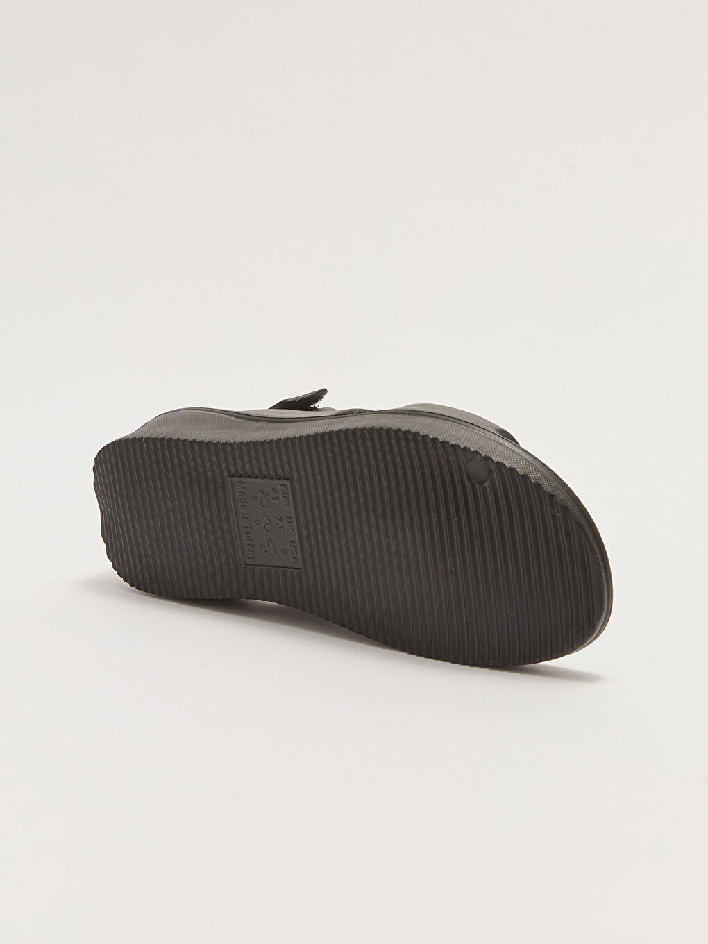 Siyah Düz Çift Bantlı Kadın Sandalet-3