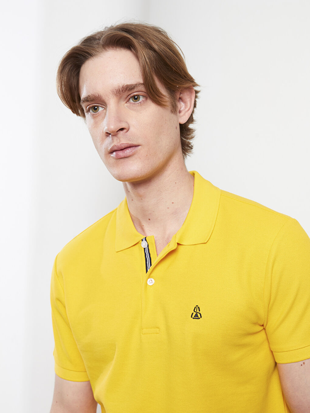 Sarı Polo Yaka Kısa Kollu Erkek Tişört-5