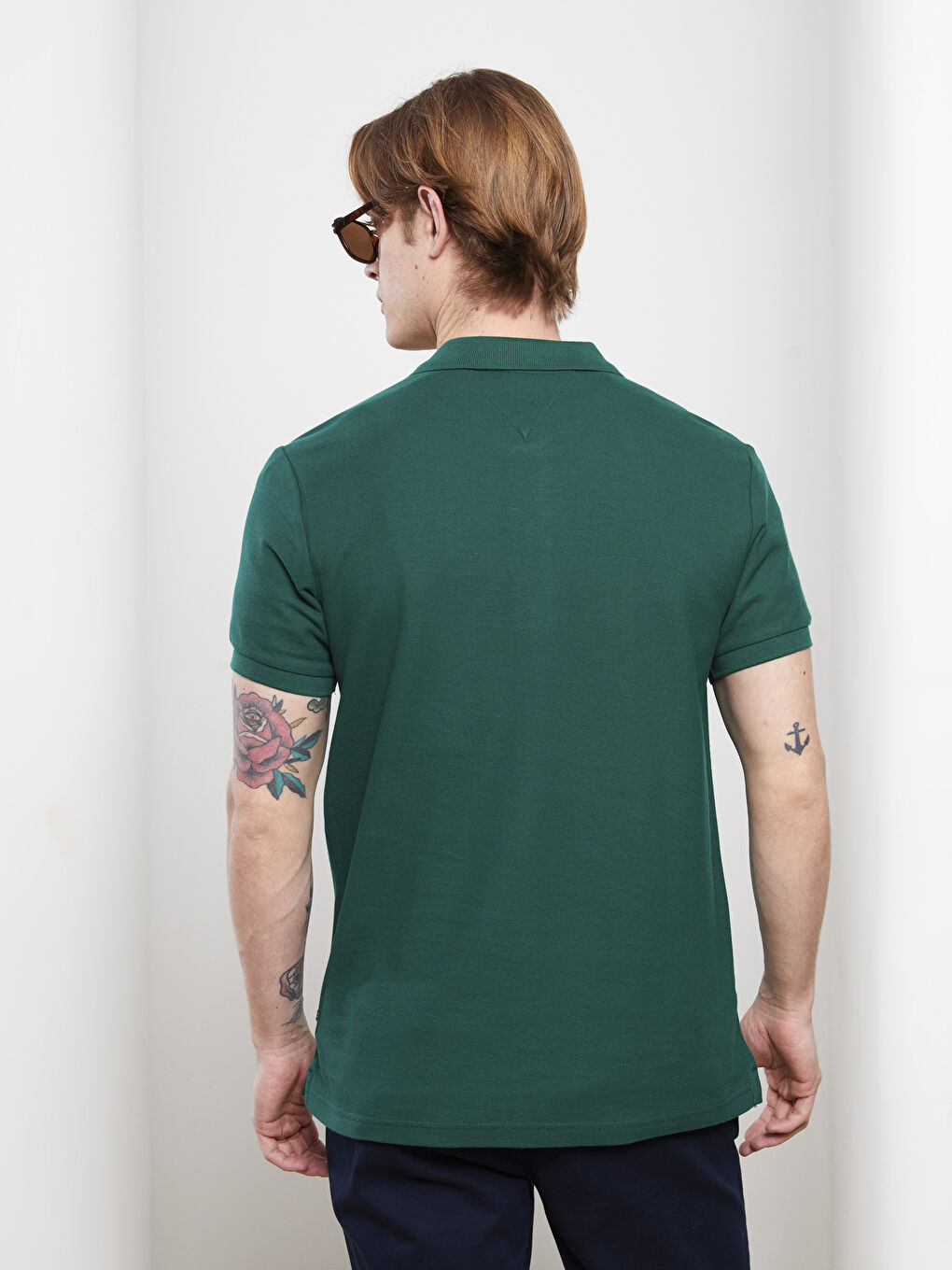 Yeşil Polo Yaka Kısa Kollu Erkek Tişört-6