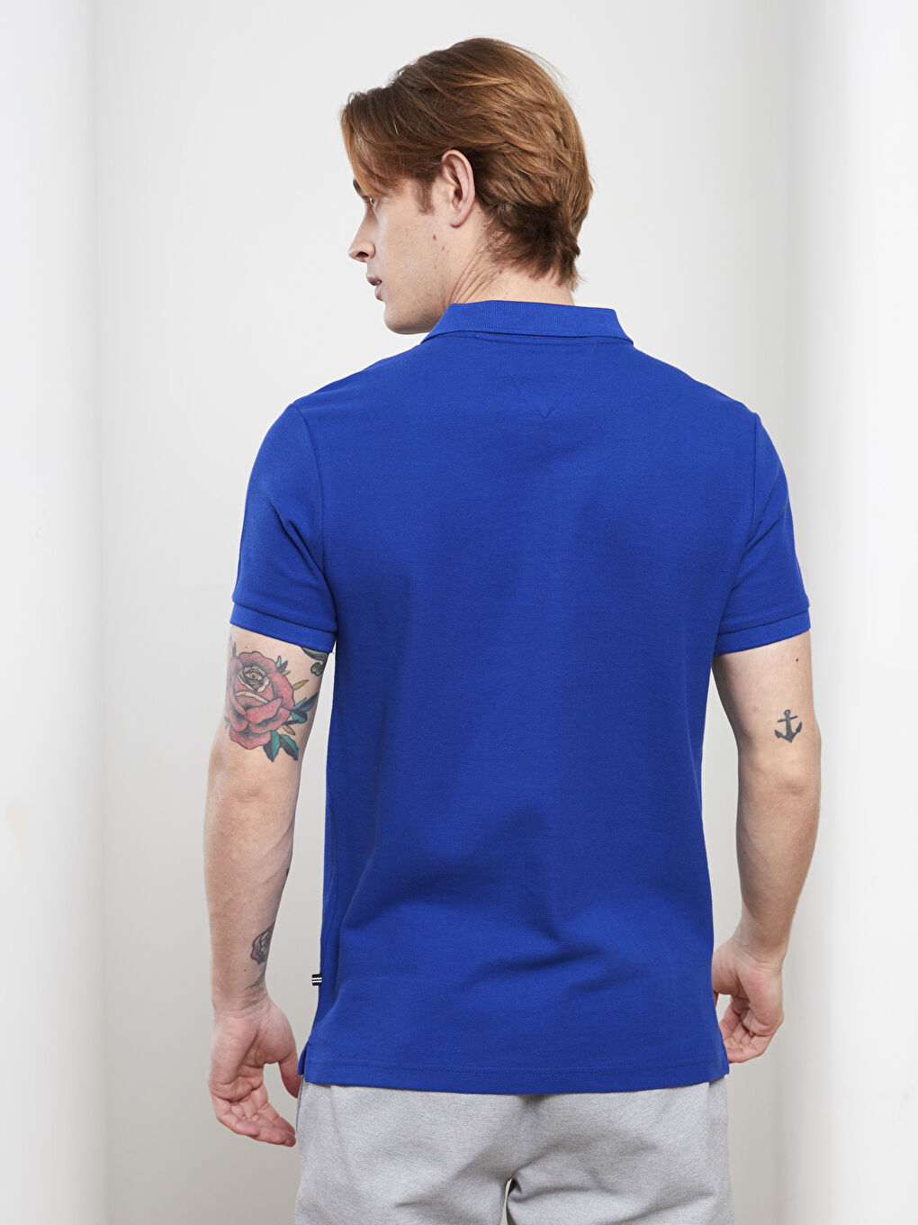 Mavi Polo Yaka Kısa Kollu Erkek Tişört-6