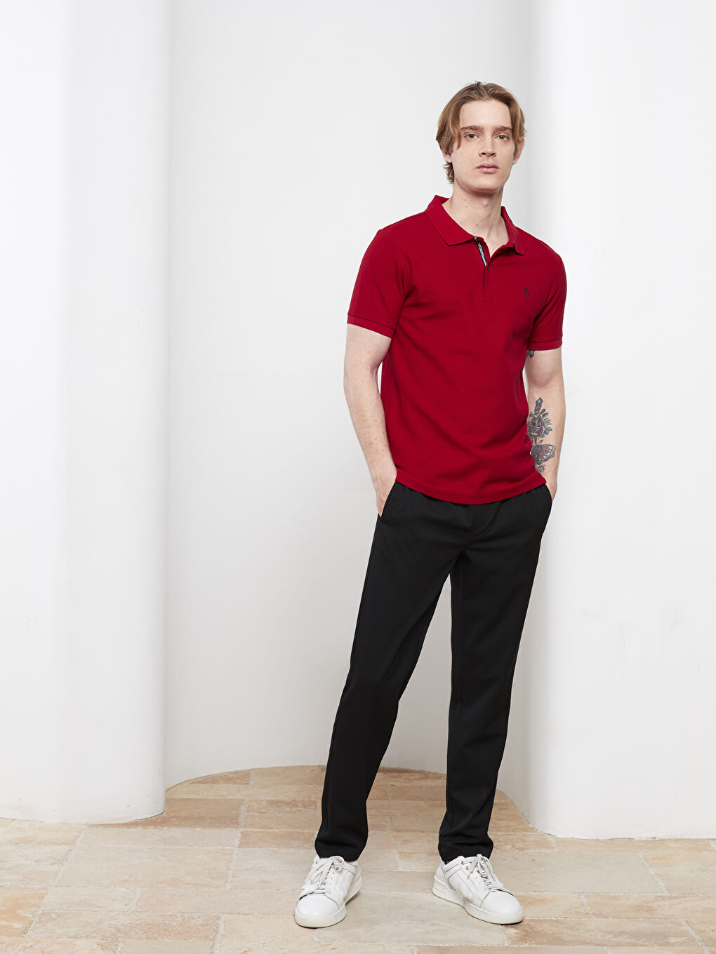 Polo Neck Short Sleeve Men's T-Shirt-3