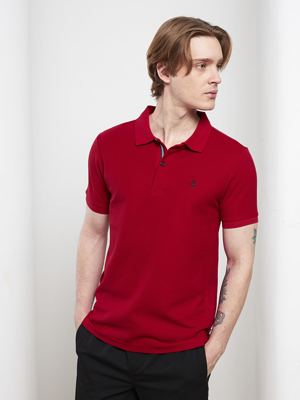 Polo Neck Short Sleeve Men's T-Shirt-4