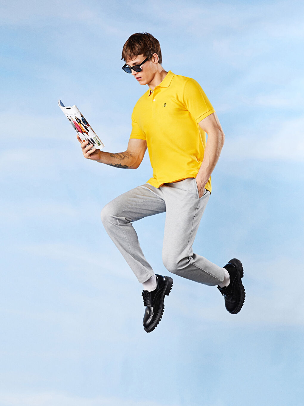 Sarı Polo Yaka Kısa Kollu Erkek Tişört