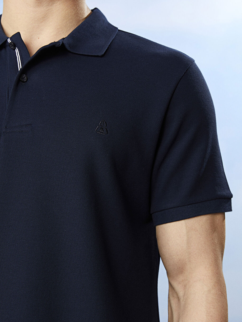 Lacivert Polo Yaka Kısa Kollu Erkek Tişört-1