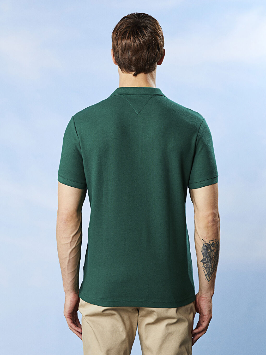 Yeşil Polo Yaka Kısa Kollu Erkek Tişört-2