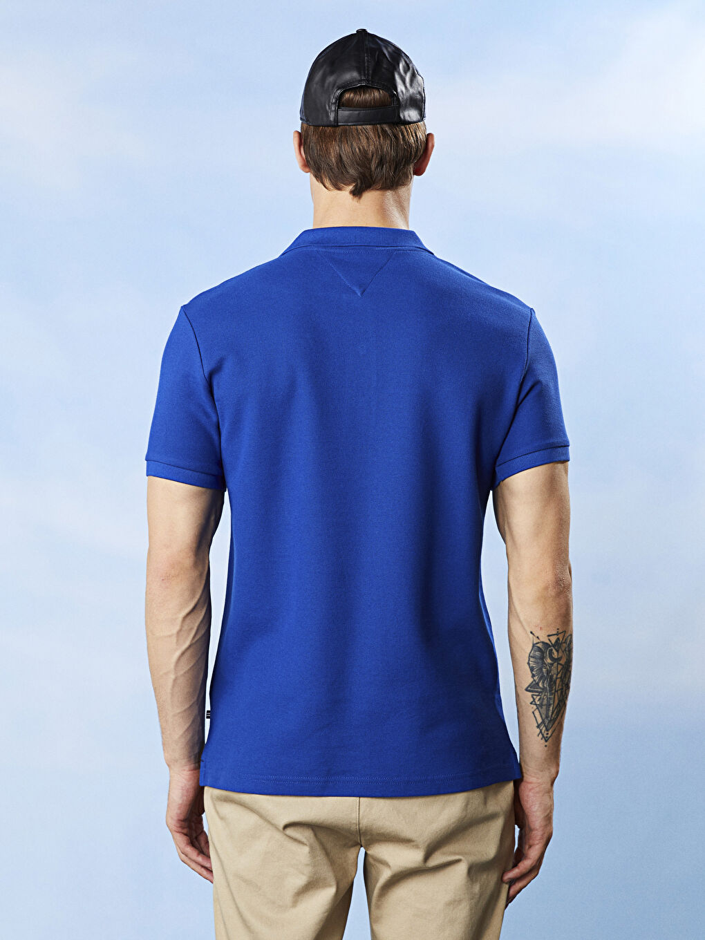 Mavi Polo Yaka Kısa Kollu Erkek Tişört-2