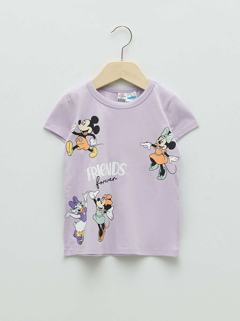 Crew Neck Short Sleeve Disney Printed Baby Girl T-Shirt