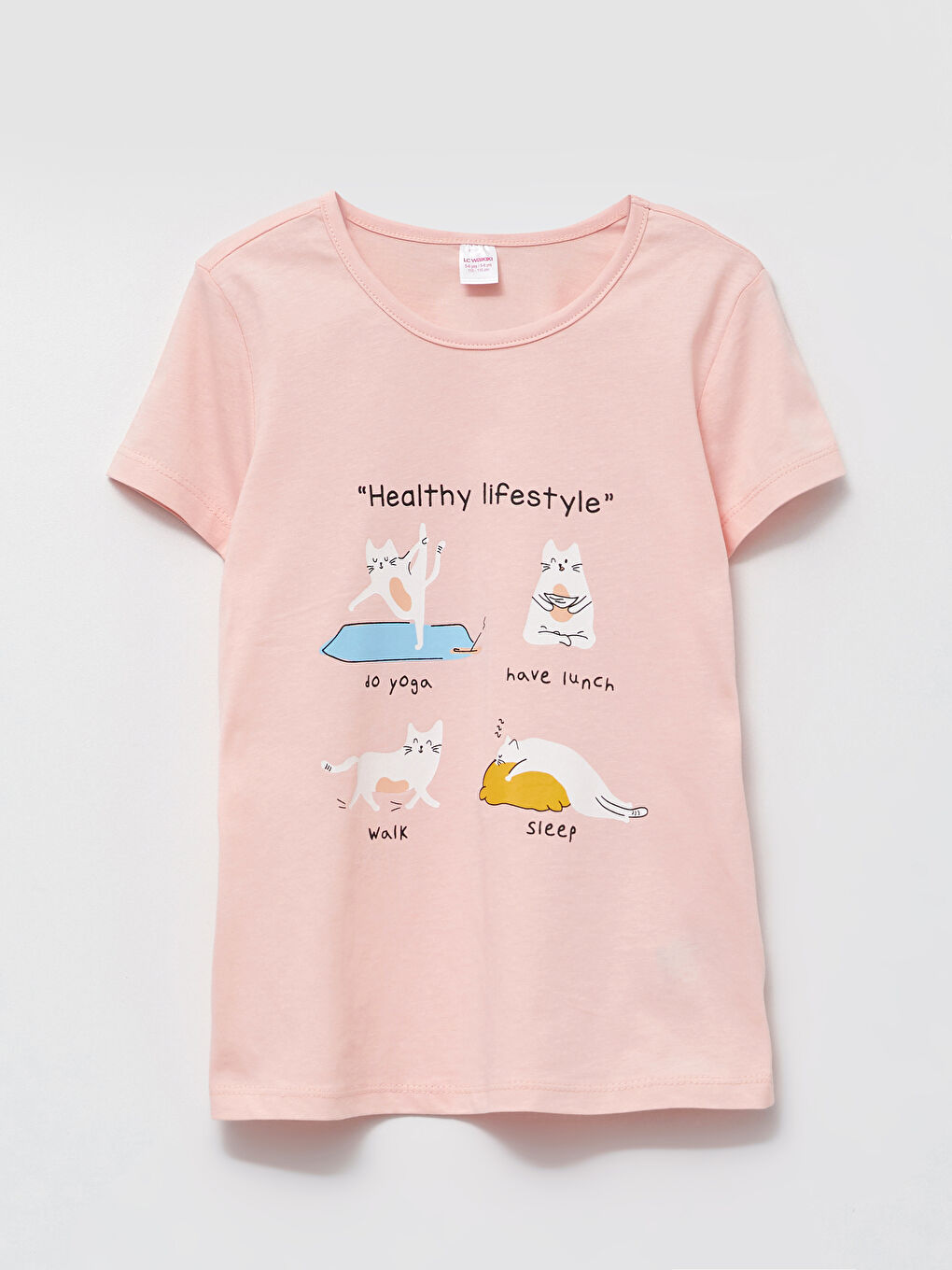 Pembe Bisiklet Yaka Baskılı Kısa Kollu Kız Çocuk Pijama Takımı-1