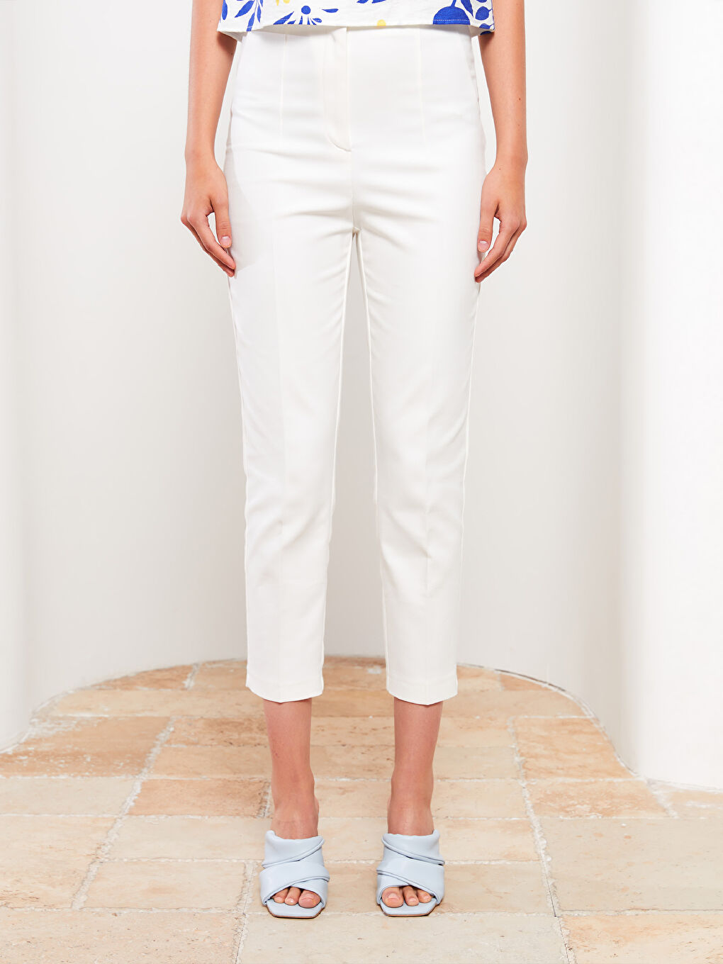 Women's High Waist Regular Fit Plain Trousers -S2EM21Z8-SDG