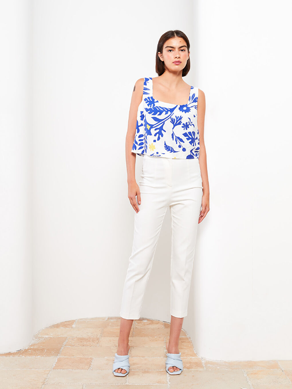Women's High Waist Regular Fit Plain Trousers -S2EM21Z8-SDG