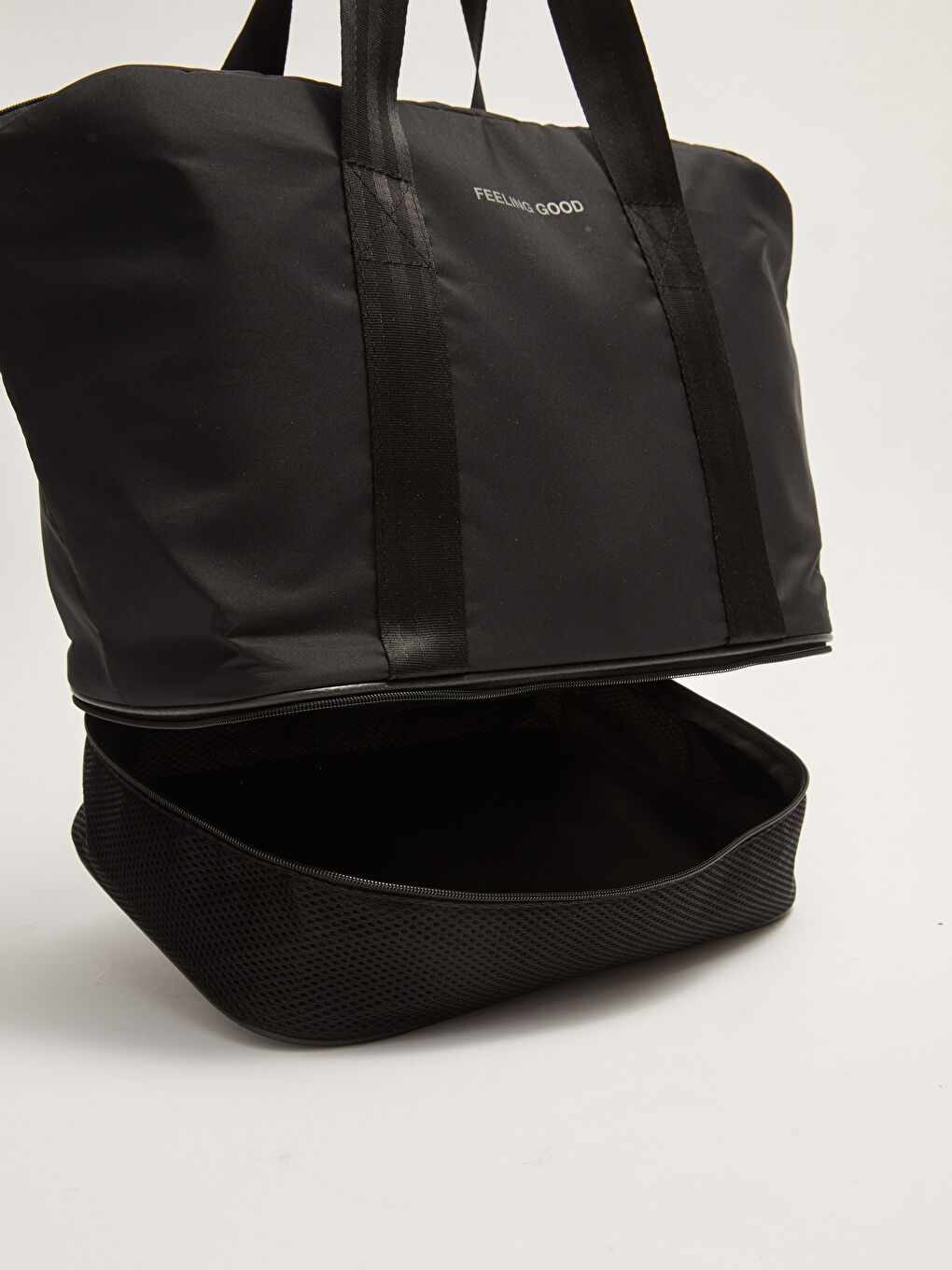 Siyah Paraşüt Kumaş Kadın Spor Çantası-4