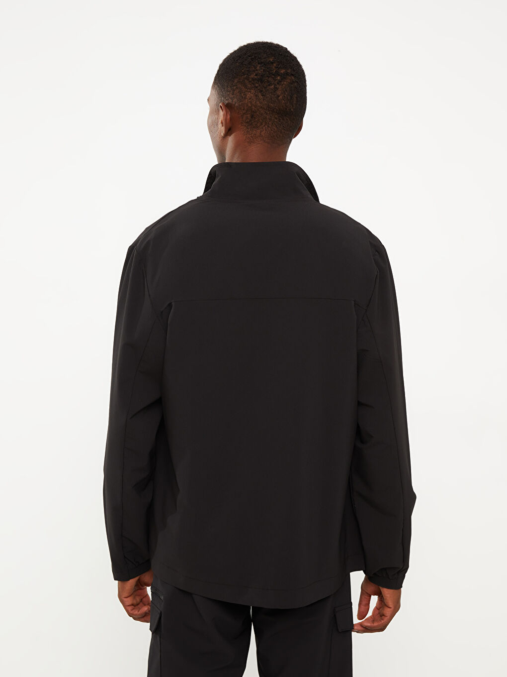 Siyah Standart Kalıp Dik Yaka Erkek Hırka-3