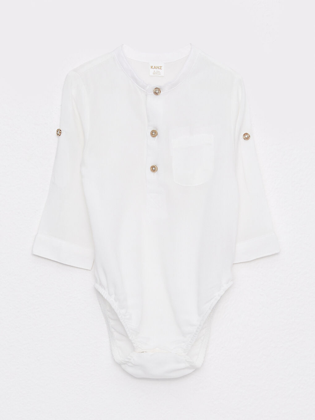 Ekru Bisiklet Yaka Erkek Bebek Çıtçıtlı Body Pantolon ve Pantolon Askısı 3'lü-7