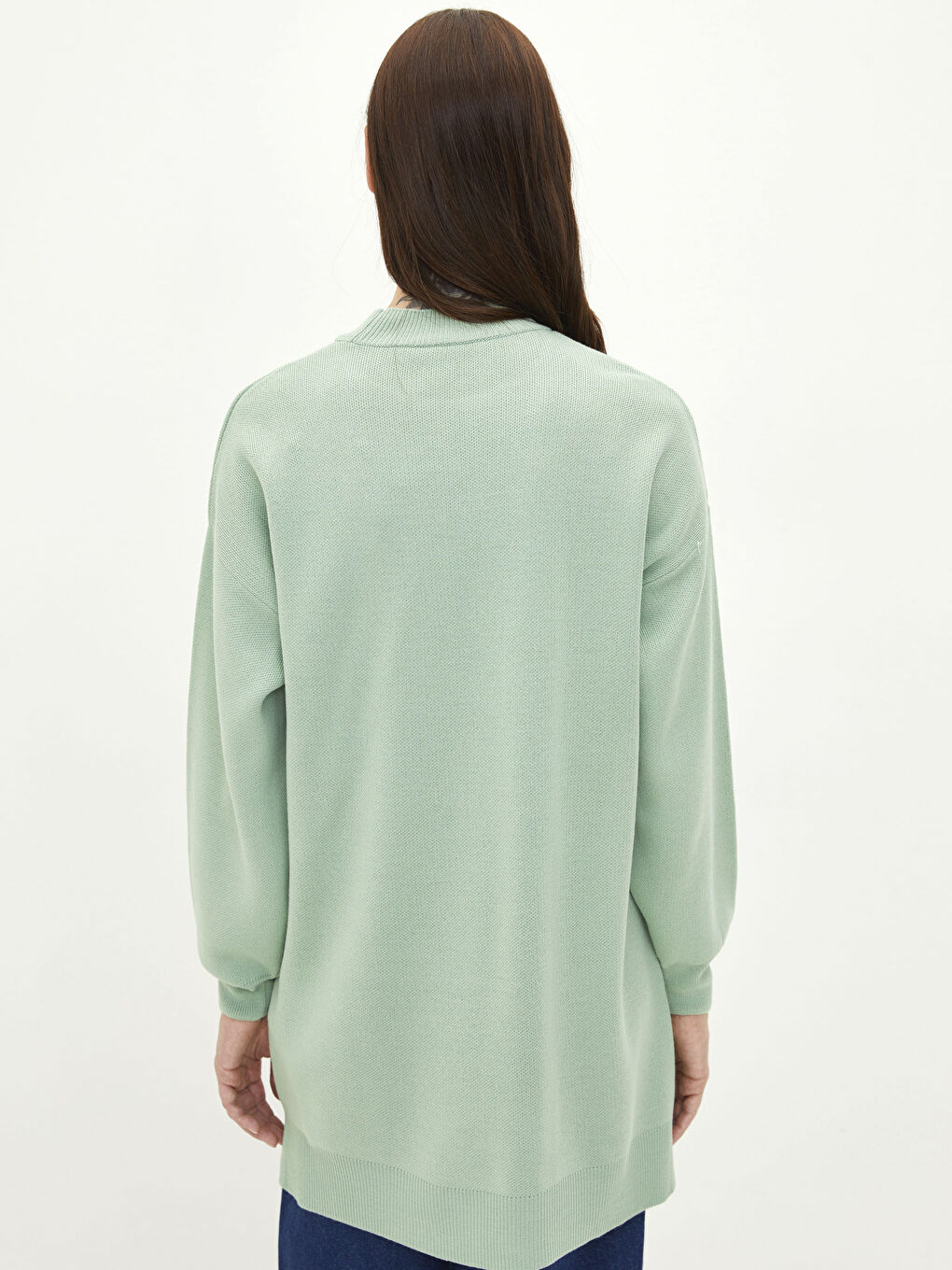 تونيك تريكو بياقة قمعية للسيدات-3