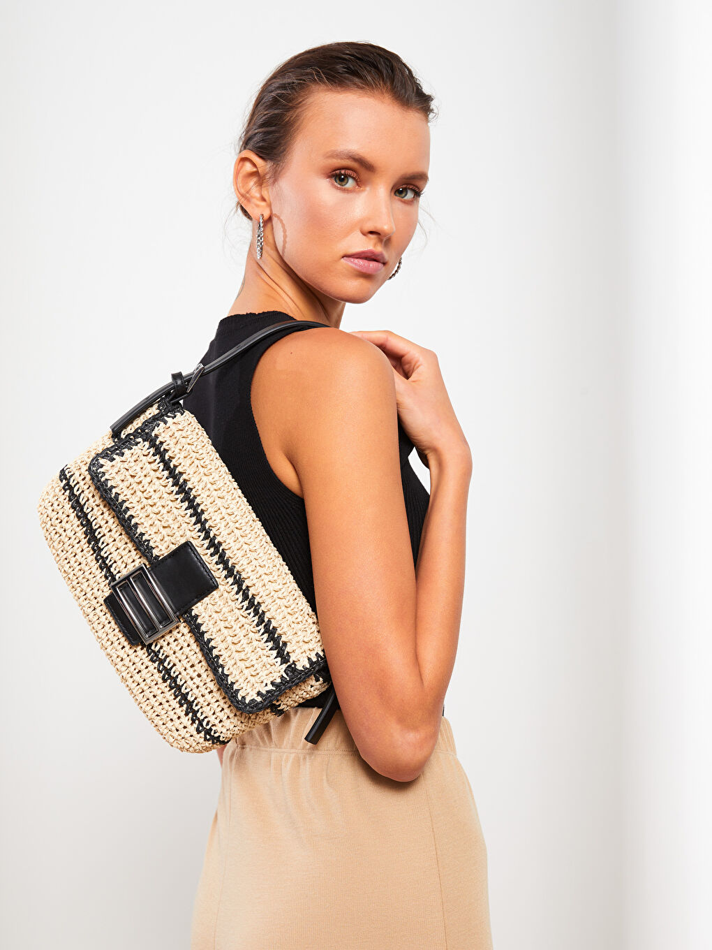 Adjustable Strap Women's Straw Shoulder Bag -S2EN39Z8-LQJ