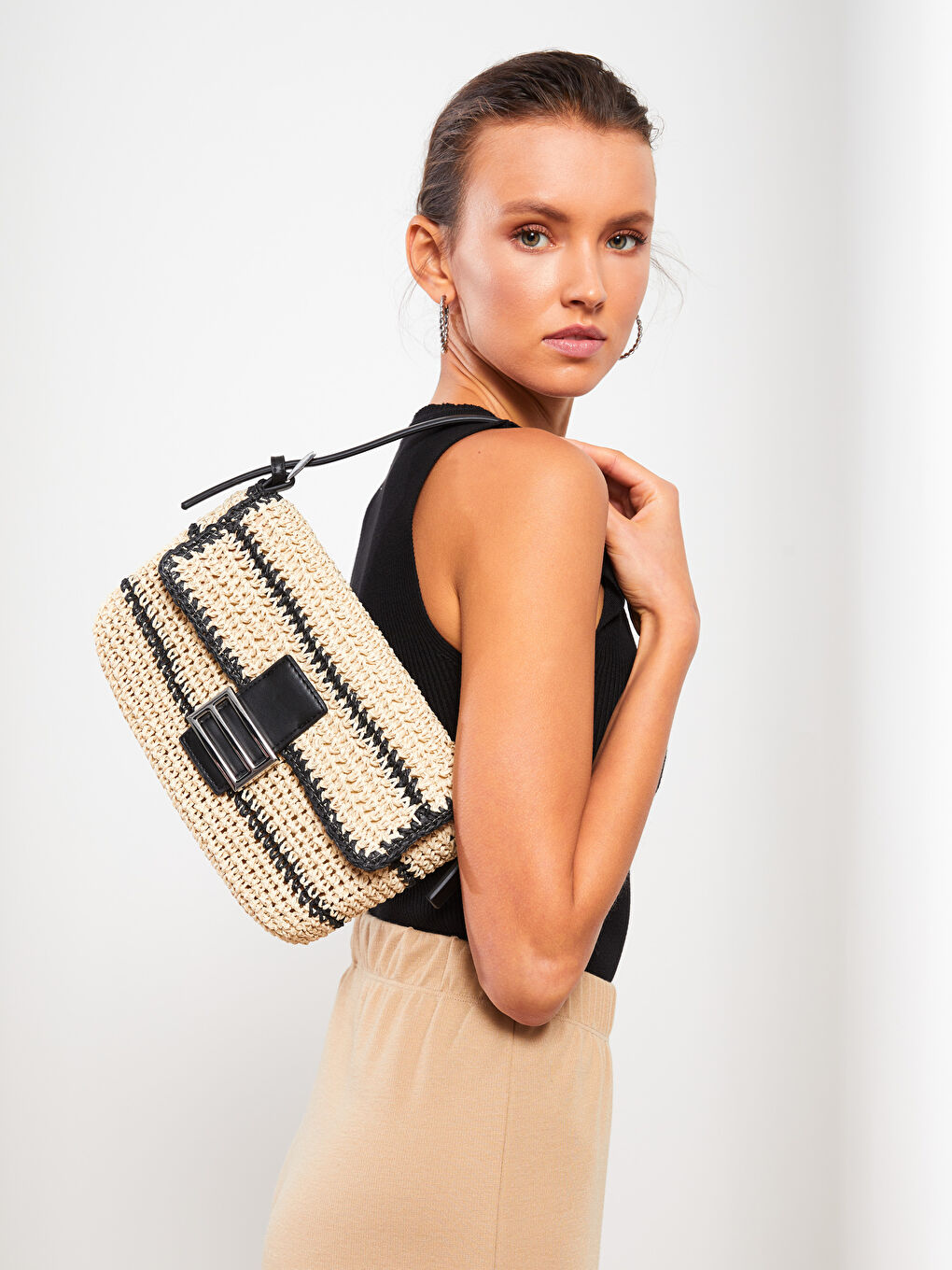 Adjustable Strap Women's Straw Shoulder Bag -S2EN39Z8-LQJ