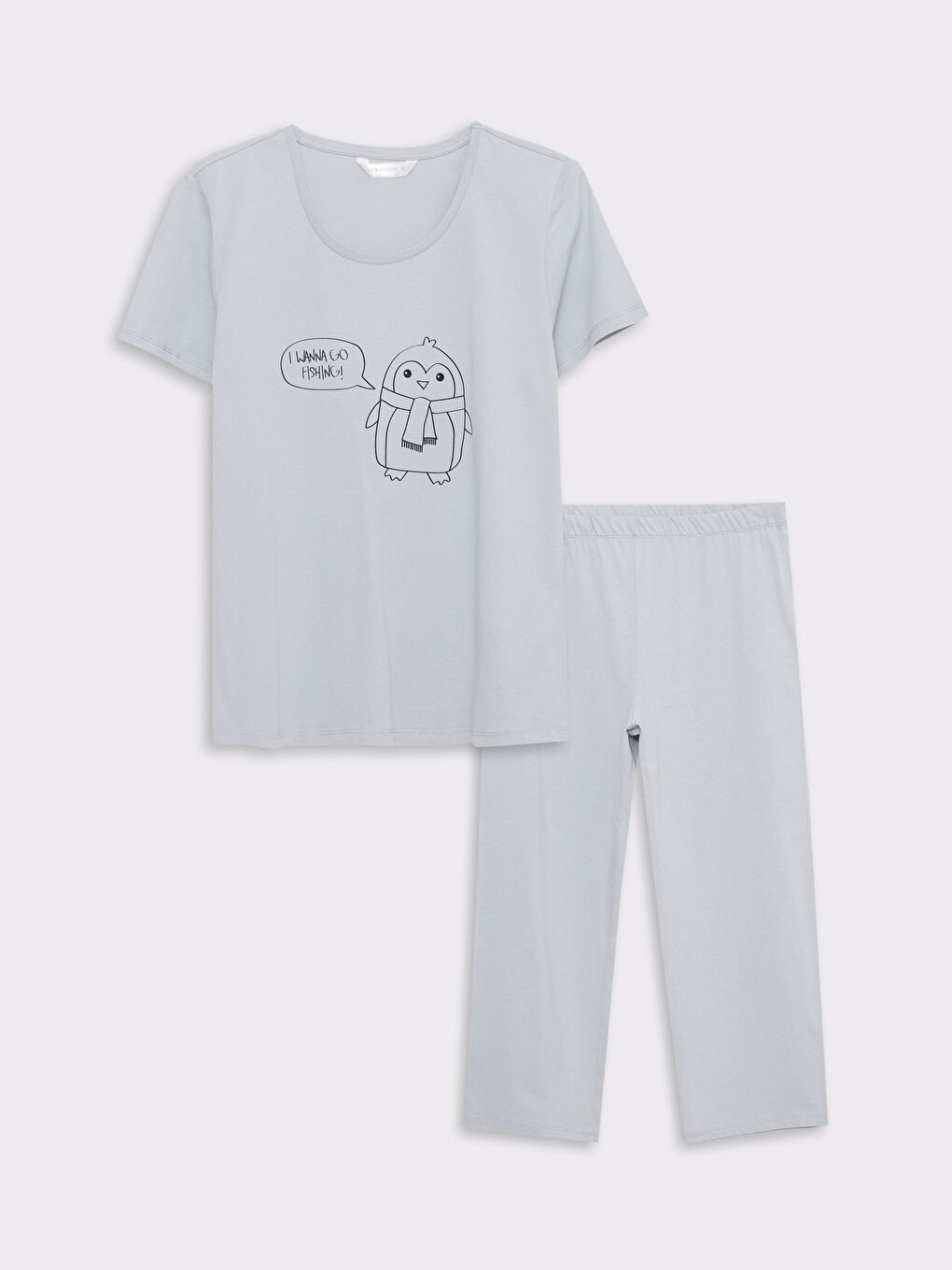 Crew Neck Printed Short Sleeve Cotton Women's Pajama Set-5