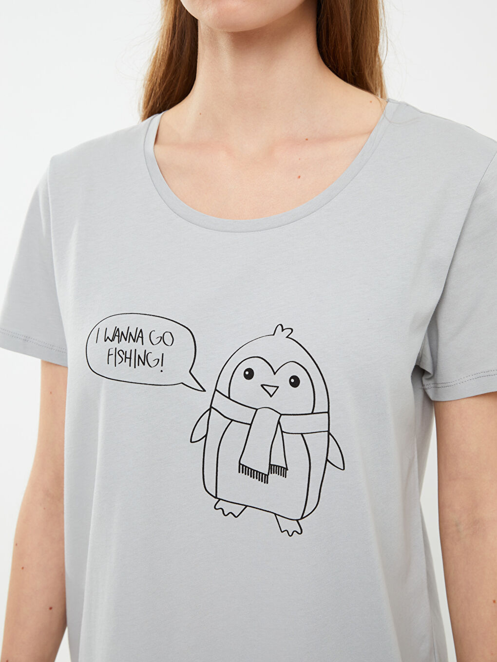 Crew Neck Printed Short Sleeve Cotton Women's Pajama Set-3