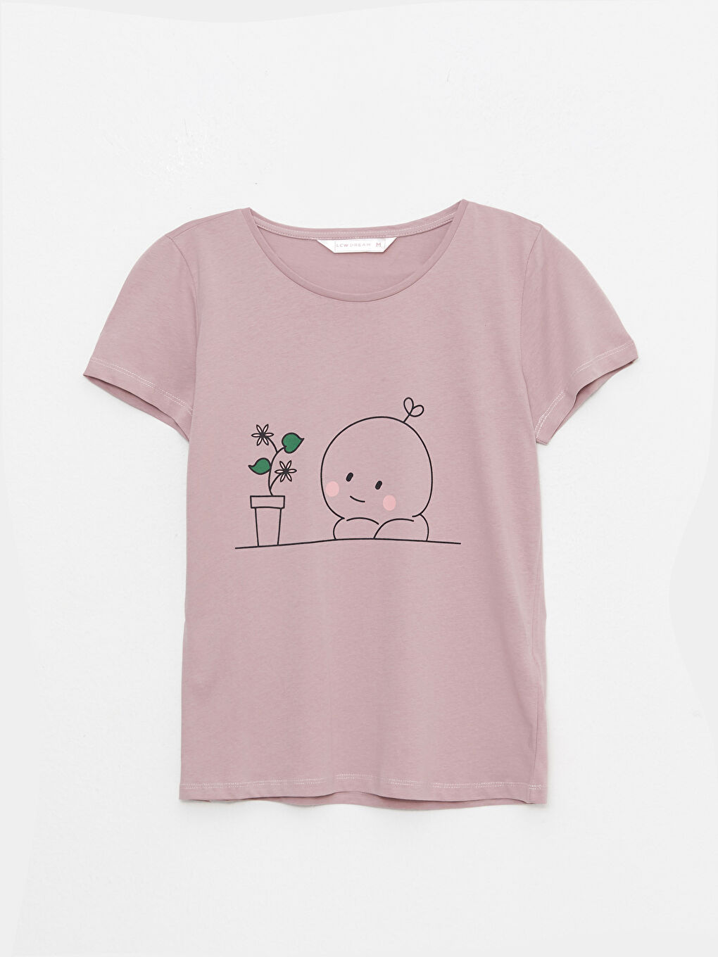 Crew Neck Printed Short Sleeve Cotton Women's Pajama Set-6