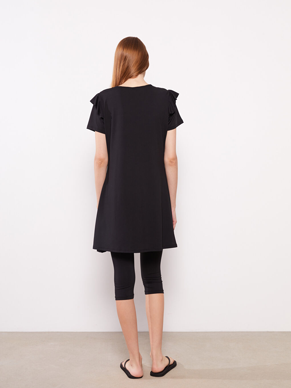 Crew Neck Straight Short Sleeve Women's Hijab Swimsuit -S2EN50Z8-CVL