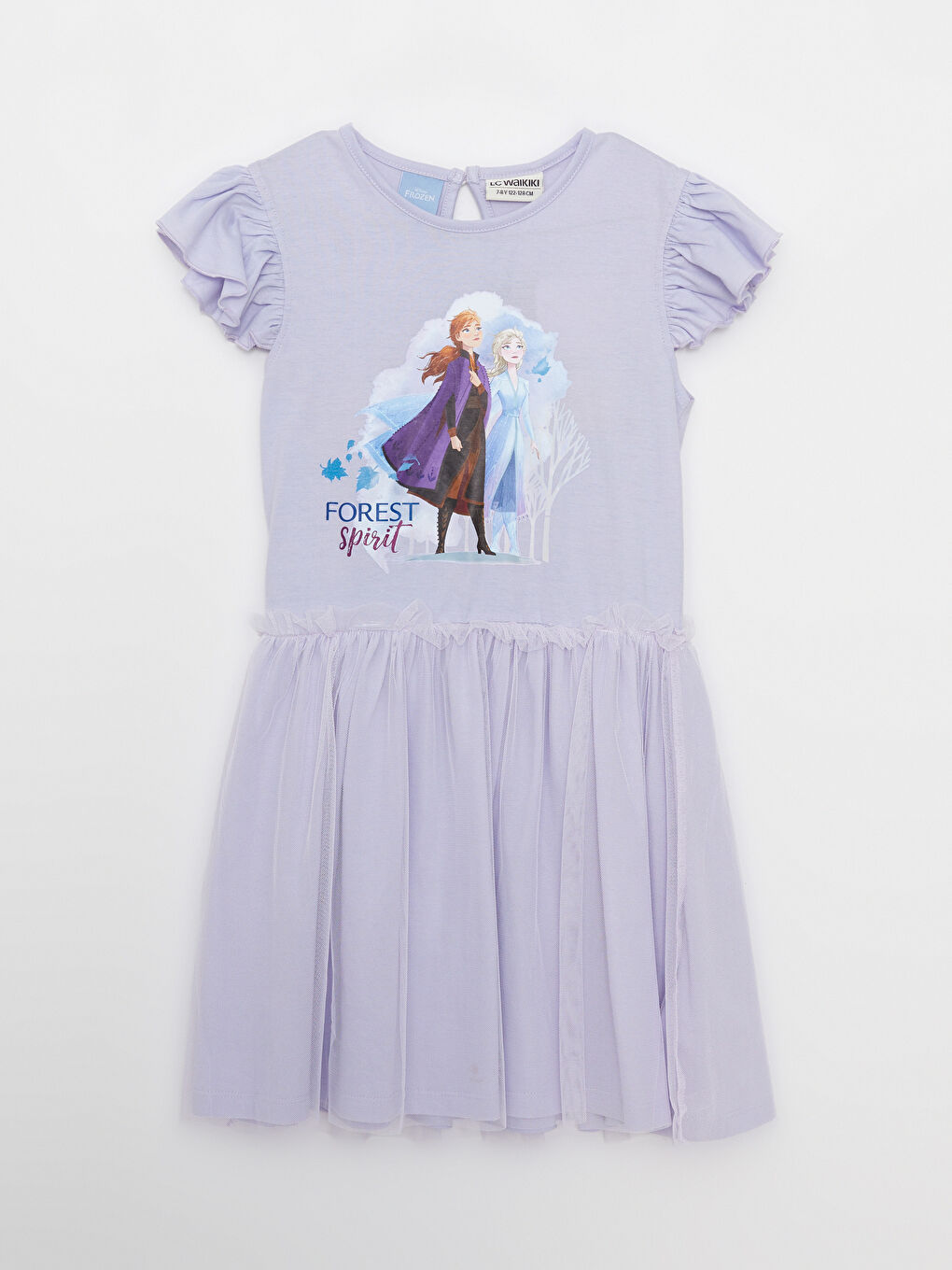 Crew Neck Frozen Printed Short Sleeve Girl Dress