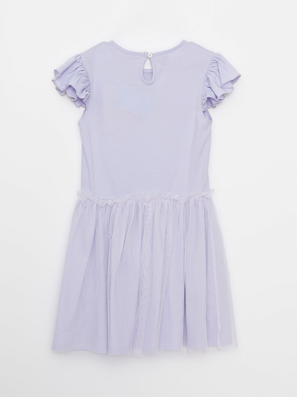 Crew Neck Frozen Printed Short Sleeve Girl Dress-1