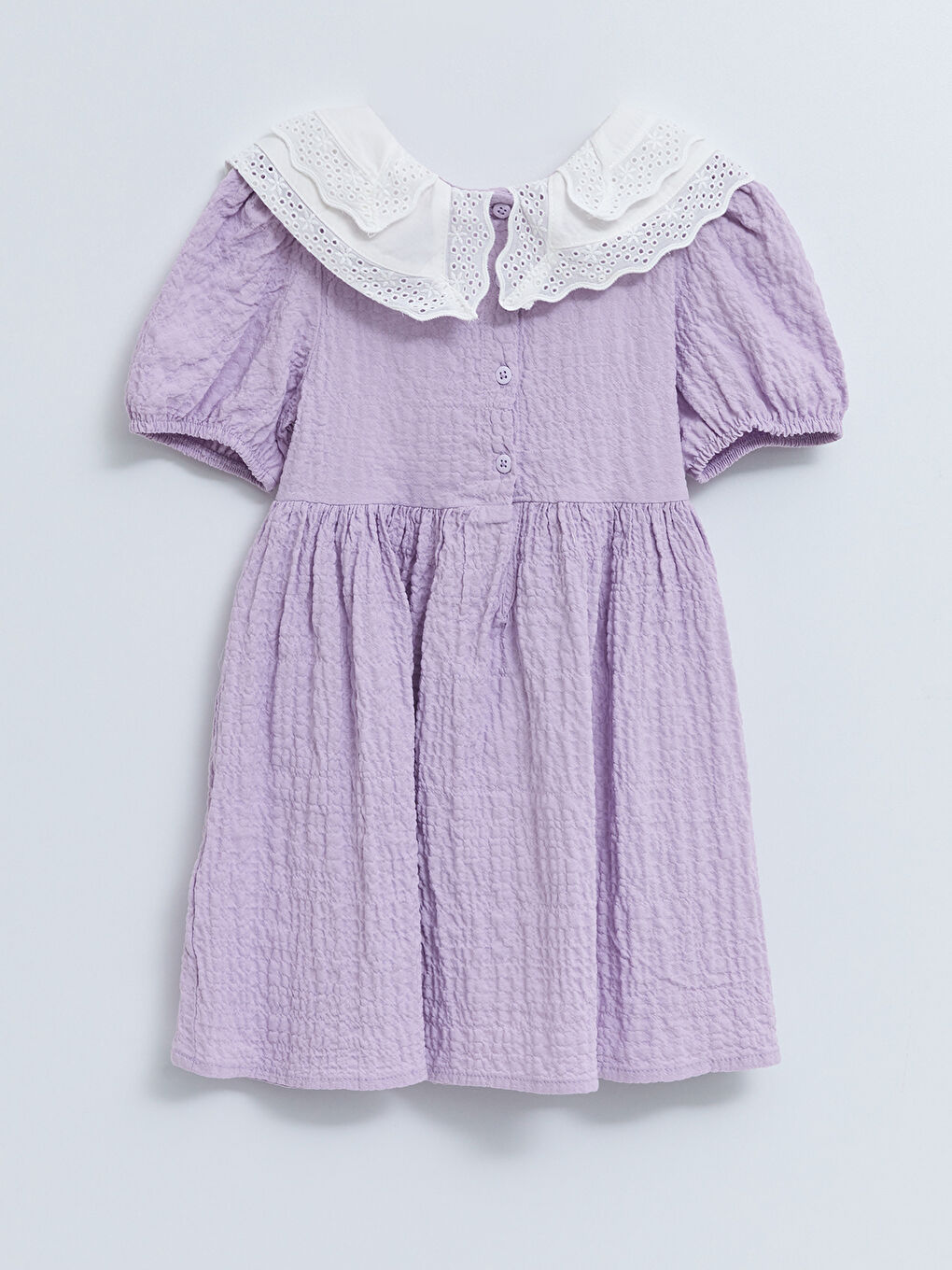 Baby Collar Short Sleeve Basic Baby Girl Dress-1