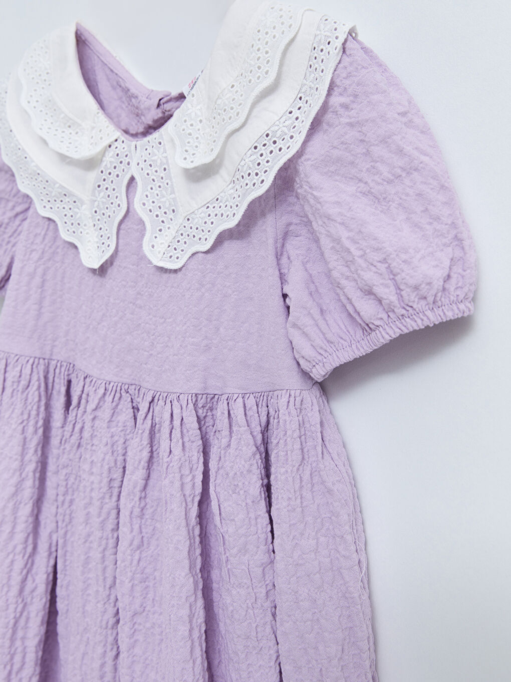 Baby Collar Short Sleeve Basic Baby Girl Dress-2