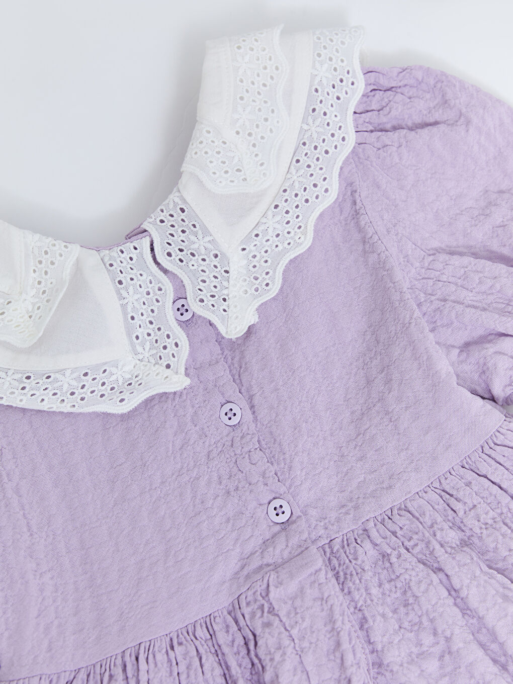 Baby Collar Short Sleeve Basic Baby Girl Dress-3