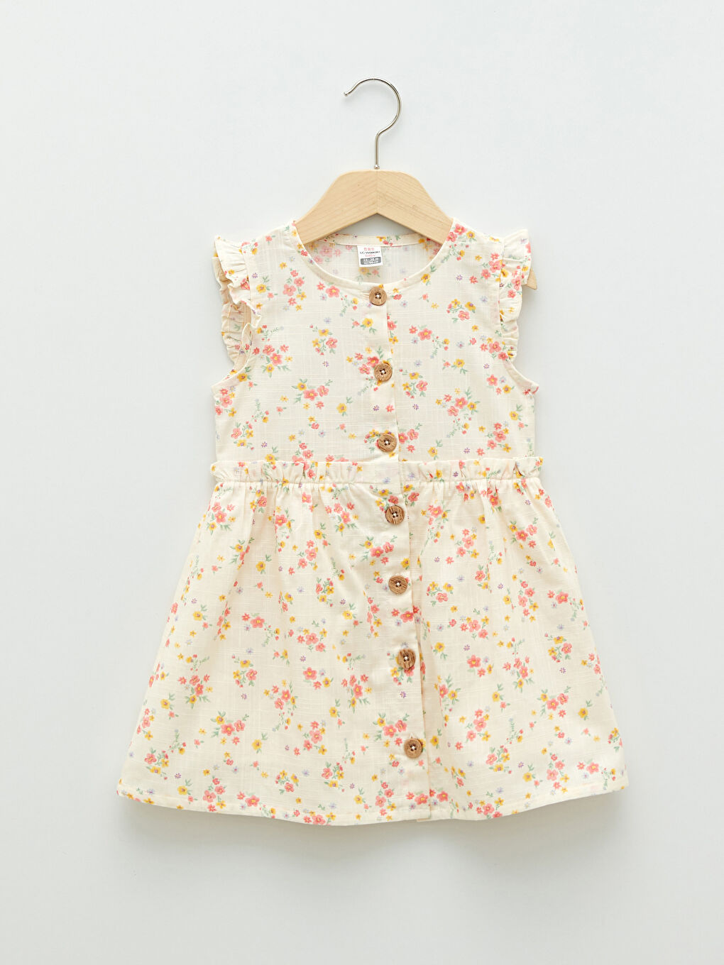 Платье для малышки девочки с круглым вырезом и принтом из хлопка