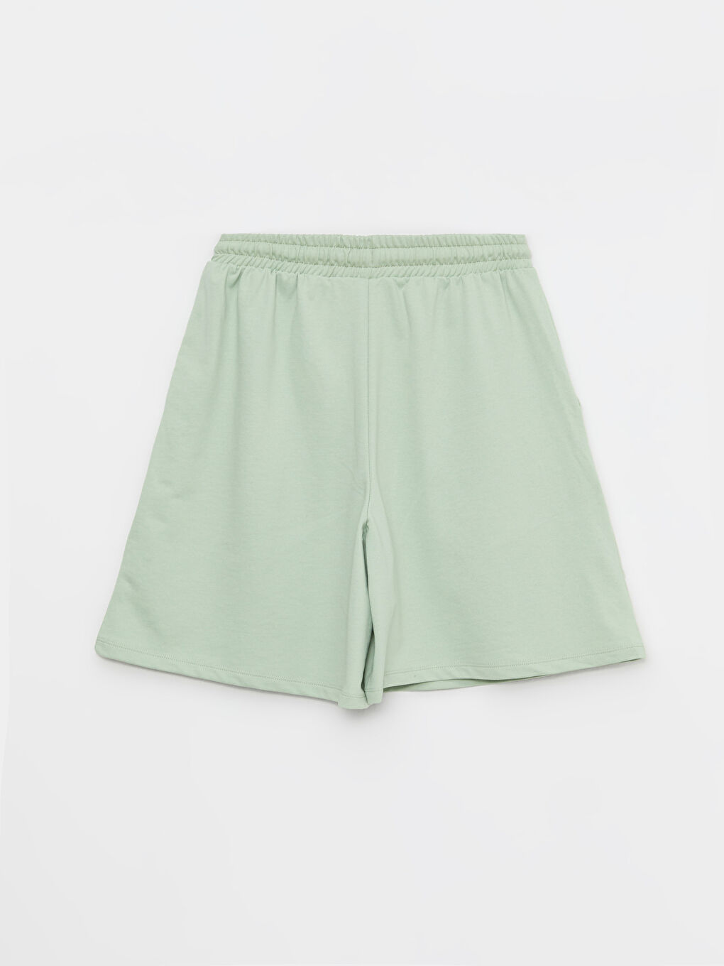 Yeşil Beli Lastikli Baskılı Kadın Şort-7