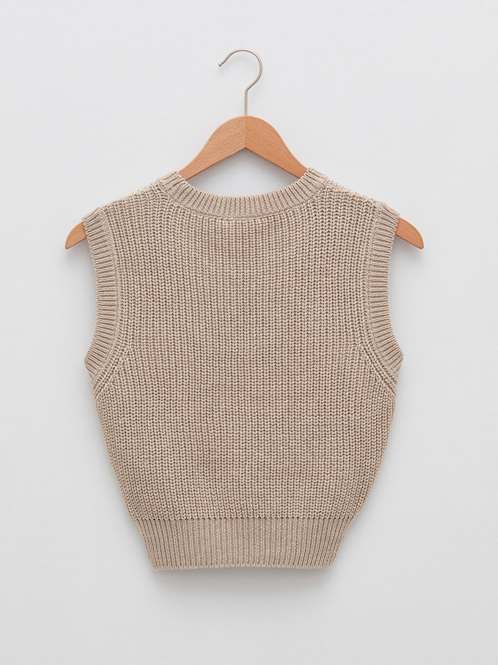 Bej Bisiklet Yaka Nakışlı Kadın Triko Süveter-6