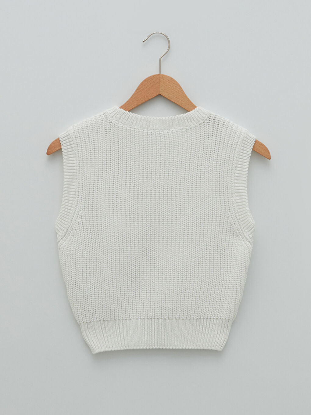 Ekru Bisiklet Yaka Nakışlı Kadın Triko Süveter-6