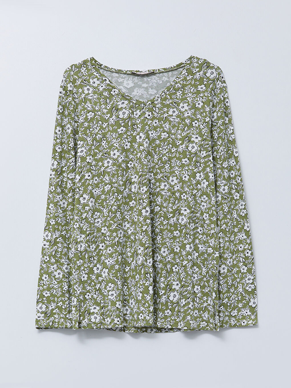 LCW Grace V-Ausschnitt Blumen Langarm T-Shirt für Damen -S2EO15Z8-LRR