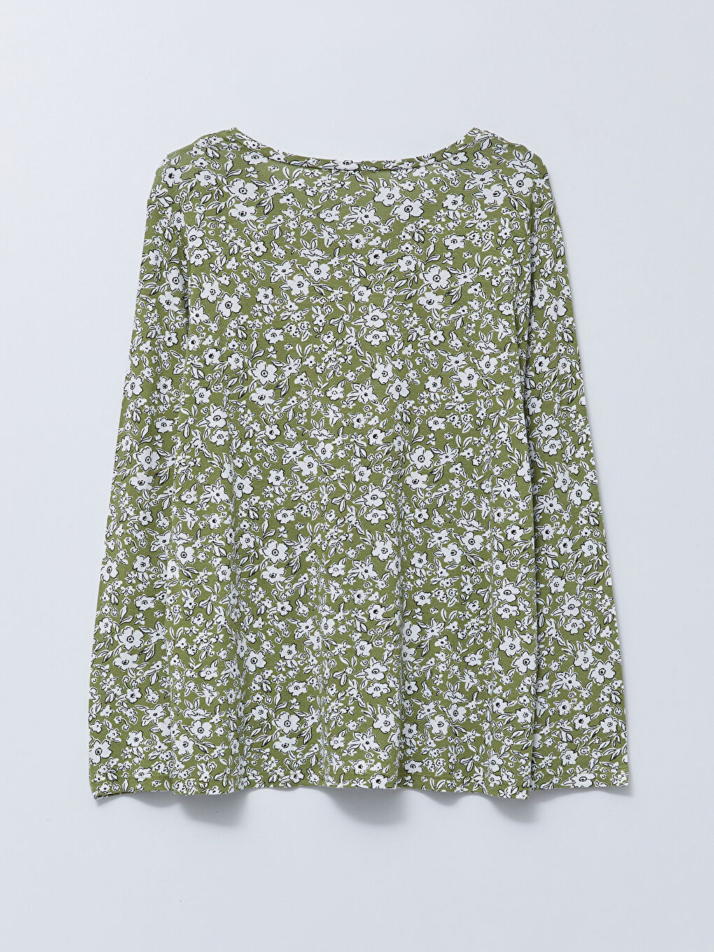 LCW Grace V-Ausschnitt Blumen Langarm T-Shirt für Damen -S2EO15Z8-LRR