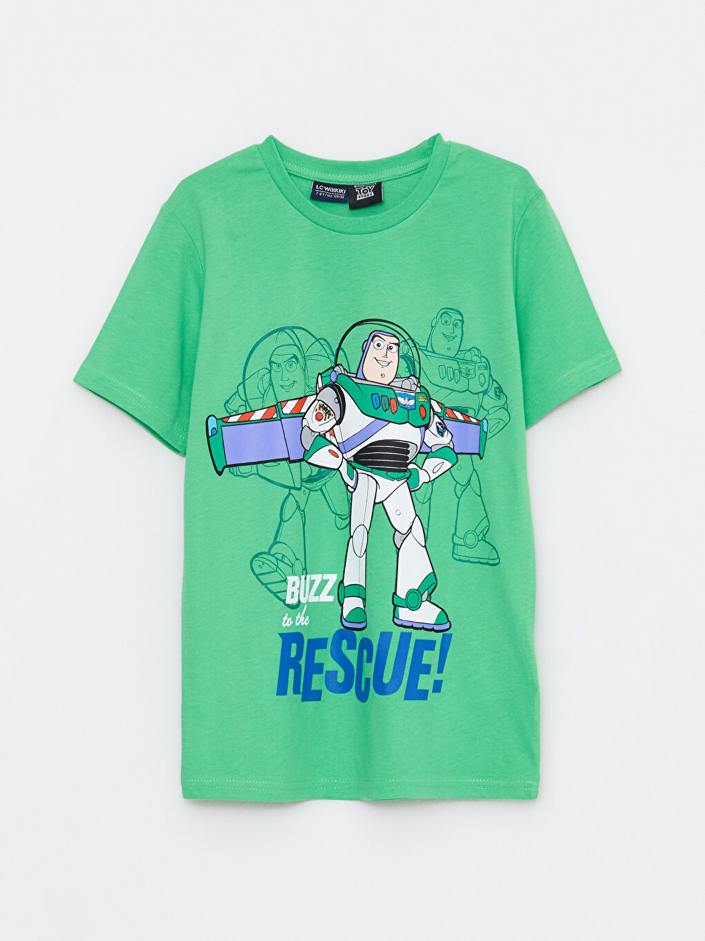 Yeşil Bisiklet Yaka Toy Story Baskılı Kısa Kollu Erkek Çocuk Tişört